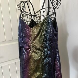 Wild Fable Rainbow Sequin Mini Dress, size M